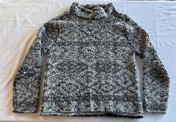 dylan Sweaters - Dylan Los Angeles Frosty Tip Gray Sherpa Mock Neck Pullover Women's Size XS